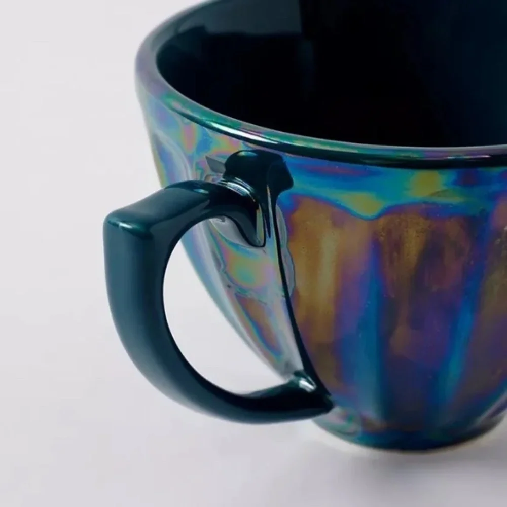 Anthropologie Luster Latte Mug - irridescent dark turquoise